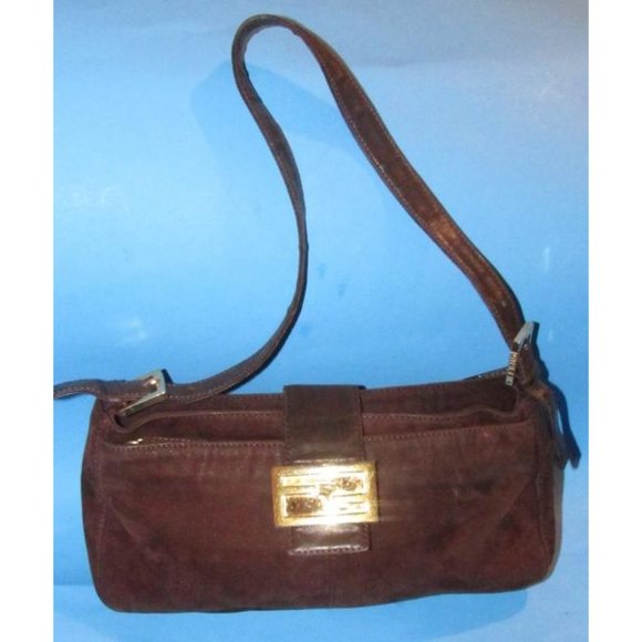 Fendi Shoulder Bag Multiple Hobo Brown Suede Purple Enamel - Picture 4 of 12